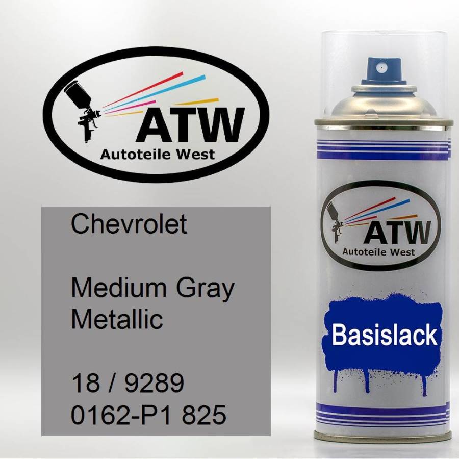 Chevrolet, Medium Gray Metallic, 18 / 9289 0162-P1 825: 400ml Sprühdose, von ATW Autoteile West.